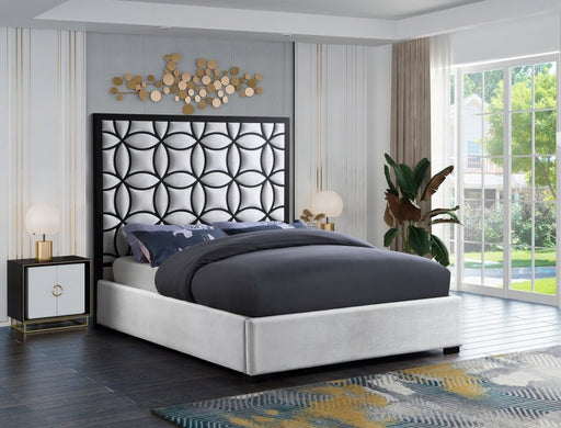 Taj Velvet King Bed Cream - Gate FurnitureKing Bed