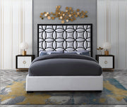 Taj Velvet Queen Bed Cream - Gate FurnitureQueen Bed