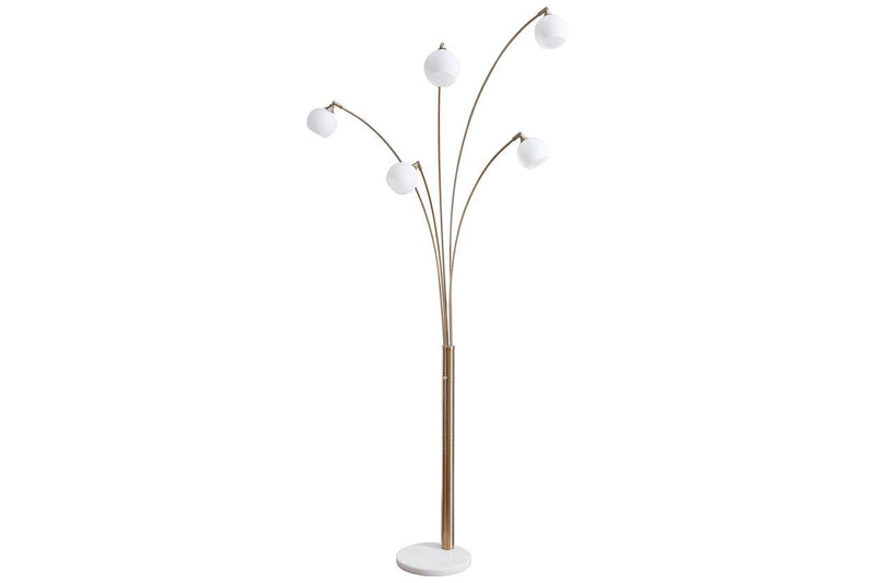 Taliya Champagne/White Arc Lamp - Gate FurnitureFloor Lamps