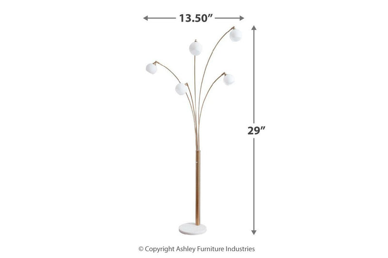 Taliya Champagne/White Arc Lamp - Gate FurnitureFloor Lamps