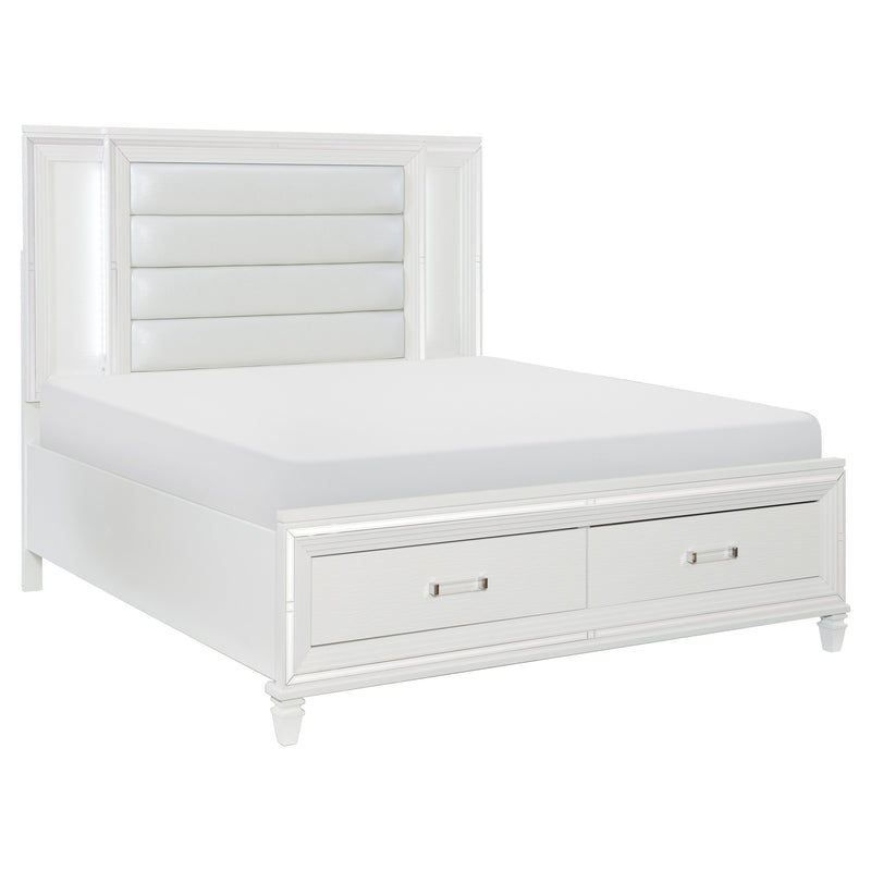 Tamsin White LED Upholstered Storage Platform Bedroom Set - Gate FurnitureBedroom Set