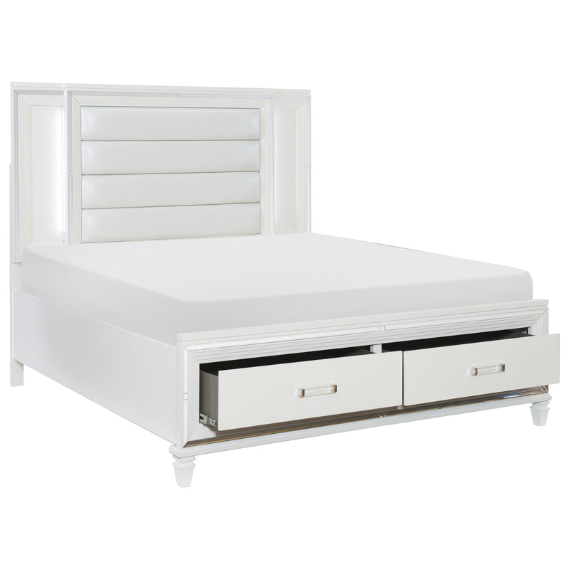 Tamsin White LED Upholstered Storage Platform Bedroom Set - Gate FurnitureBedroom Set