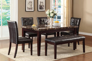 Teague Espresso Faux - Marble Top Dining Set - Gate FurnitureDining Room Set