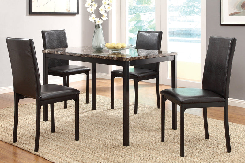 Tempe Brown/Black Marble - Top Dining Set - Gate FurnitureDining Room Set