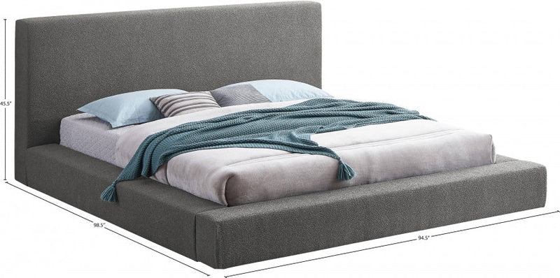Terra Boucle Fabric King Bed Grey - Gate FurnitureKing Bed