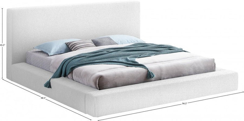 Terra Boucle Fabric King Bed White - Gate FurnitureKing Bed