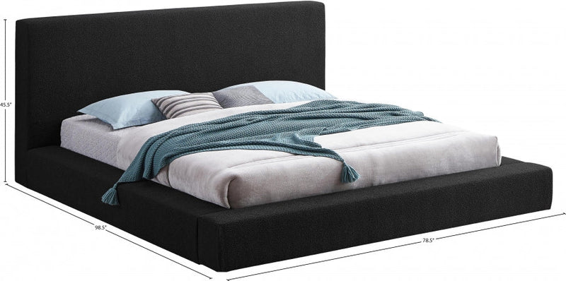 Terra Boucle Fabric Queen Bed Black - Gate FurnitureQueen Bed