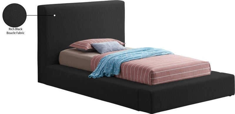 Terra Boucle Fabric Twin Bed Black - Gate FurnitureTwin Bed