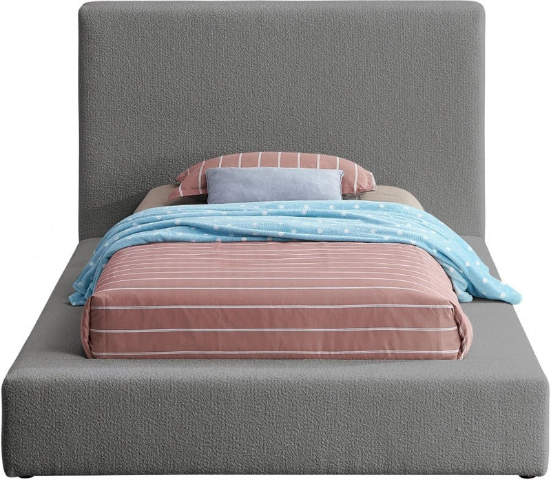 Terra Boucle Fabric Twin Bed Grey - Gate FurnitureTwin Bed