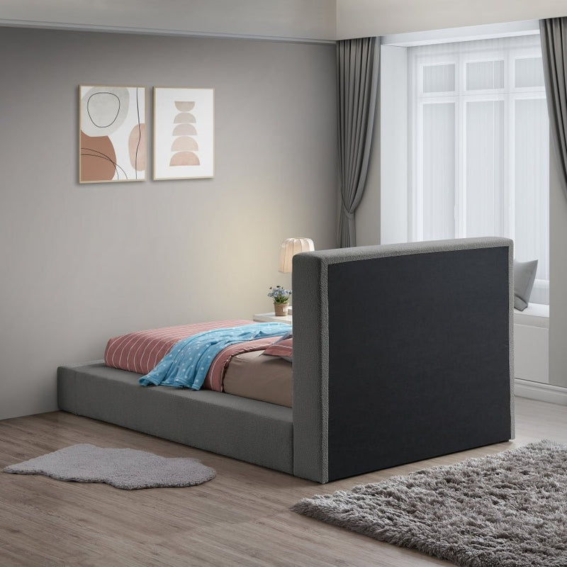 Terra Boucle Fabric Twin Bed Grey - Gate FurnitureTwin Bed