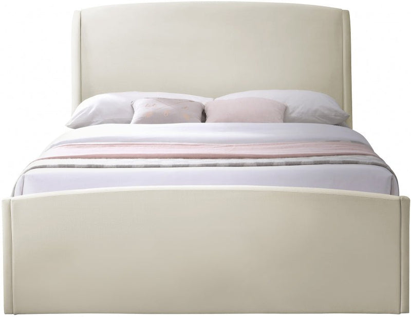 Tess Velvet King Bed (3 Boxes) Cream - Gate FurnitureKing Bed