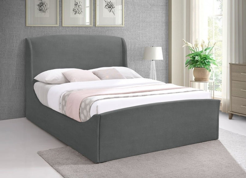 Tess Velvet King Bed (3 Boxes) Grey - Gate FurnitureKing Bed
