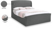 Tess Velvet King Bed (3 Boxes) Grey - Gate FurnitureKing Bed