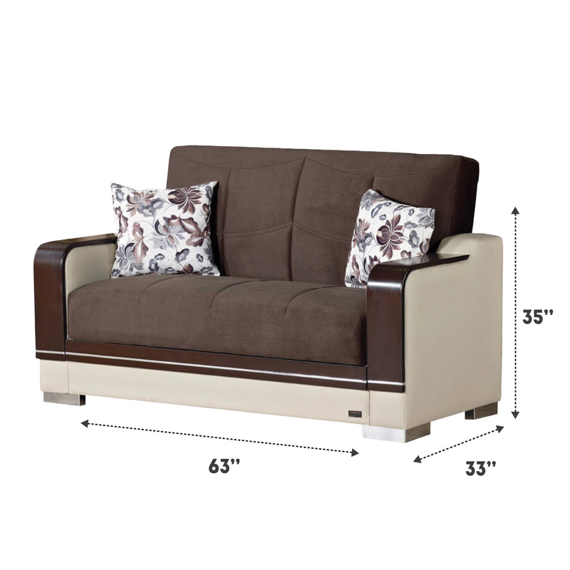 Texas 63 in. Convertible Sleeper Loveseat in Brown with Storage - Gate FurnitureLoveseat
