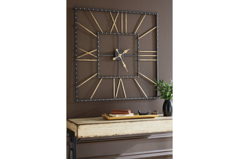 Thames Black/Gold Finish Wall Clock - Gate FurnitureOther Products