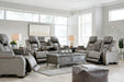 The Man-Den Gray Power Reclining Living Room Set - Gate Furniture