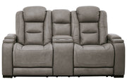The Man - Den Gray Power Reclining Loveseat with Console - Gate FurniturePower Reclining Loveseat