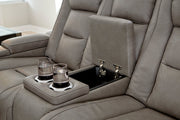 The Man - Den Gray Power Reclining Loveseat with Console - Gate FurniturePower Reclining Loveseat