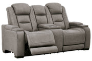 The Man - Den Gray Power Reclining Loveseat with Console - Gate FurniturePower Reclining Loveseat