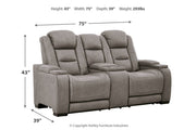 The Man - Den Gray Power Reclining Loveseat with Console - Gate FurniturePower Reclining Loveseat