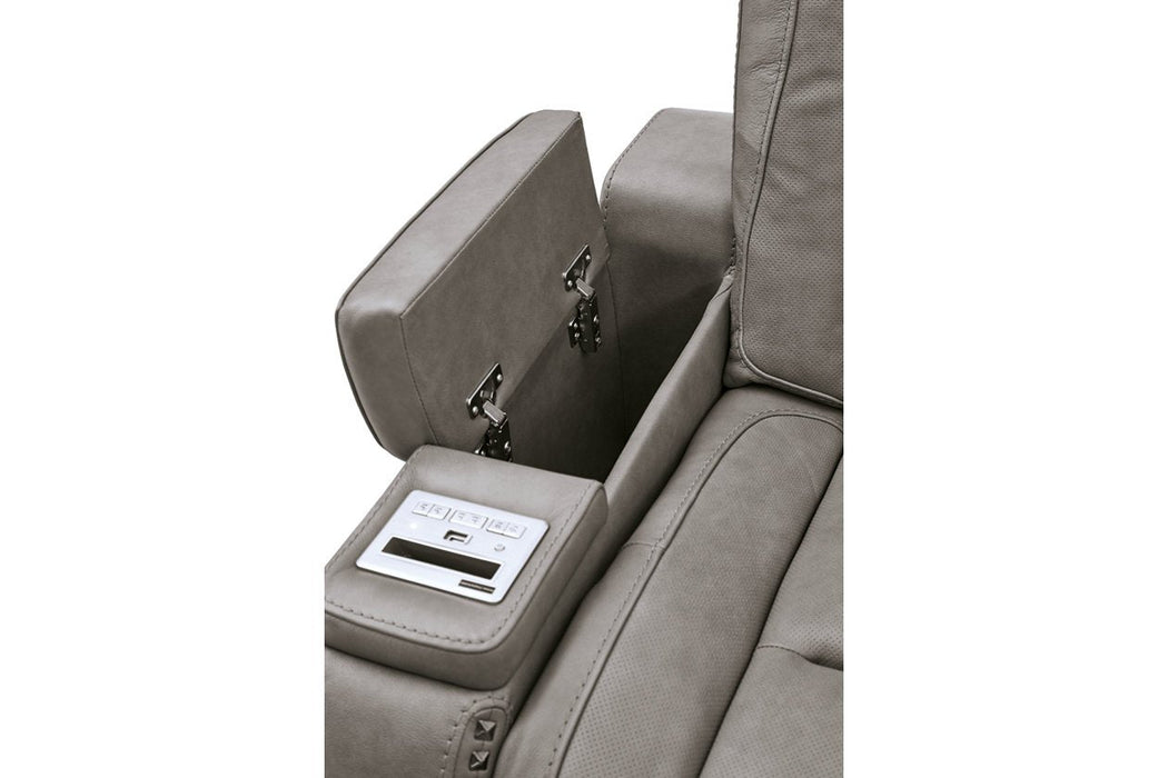 The Man-Den Gray Power Reclining Loveseat with Console - U8530518 - Gate Furniture
