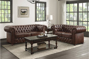 Tiverton Brown Faux Leather Living Room Set - Gate FurnitureLiving Room Set