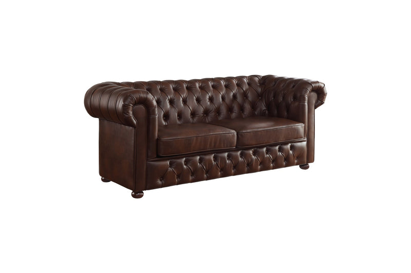 Tiverton Brown Faux Leather Living Room Set - Gate FurnitureLiving Room Set