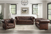 Tiverton Brown Faux Leather Living Room Set - Gate FurnitureLiving Room Set