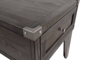 Todoe Dark Gray End Table with USB Ports & Outlets - Gate FurnitureEnd Table