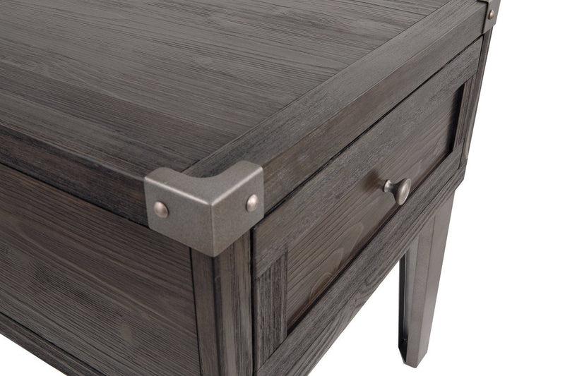 Todoe Dark Gray End Table with USB Ports & Outlets - Gate FurnitureEnd Table