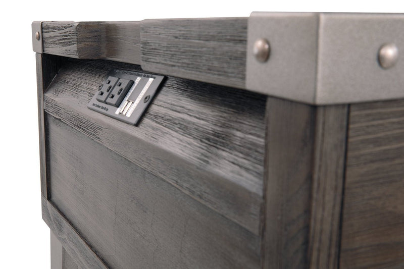 Todoe Dark Gray End Table with USB Ports & Outlets - Gate FurnitureEnd Table