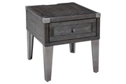 Todoe Dark Gray End Table with USB Ports & Outlets - Gate FurnitureEnd Table