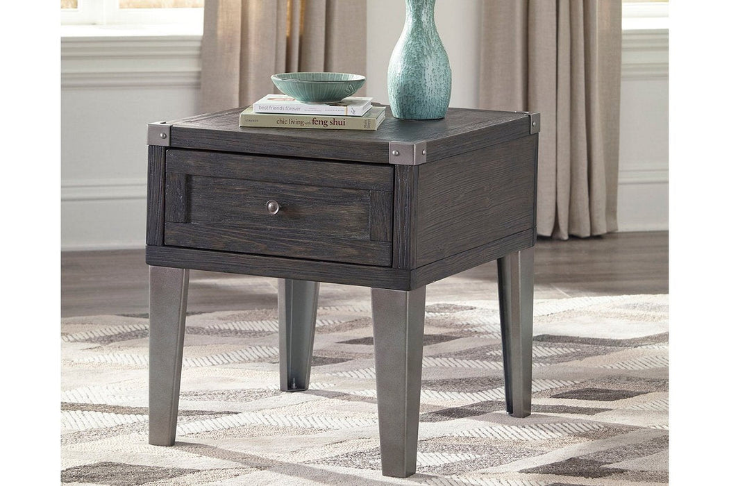 Todoe Dark Gray End Table with USB Ports & Outlets - T901-3 - Gate Furniture