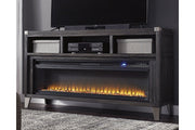 Todoe Gray 65" TV Stand with Electric Fireplace - Gate FurnitureTV Stand