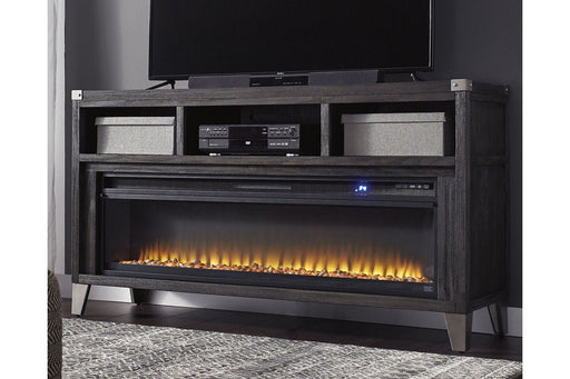 Todoe Gray 65" TV Stand with Electric Fireplace - Gate FurnitureTV Stand