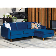 Torp 96 in. W 2 - Piece Soft Touch Microfiber Upholstery Reversible Sectional Sofa with Chaise in Blue - Gate FurnitureSectional