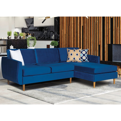 Torp 96 in. W 2 - Piece Soft Touch Microfiber Upholstery Reversible Sectional Sofa with Chaise in Blue - Gate FurnitureSectional