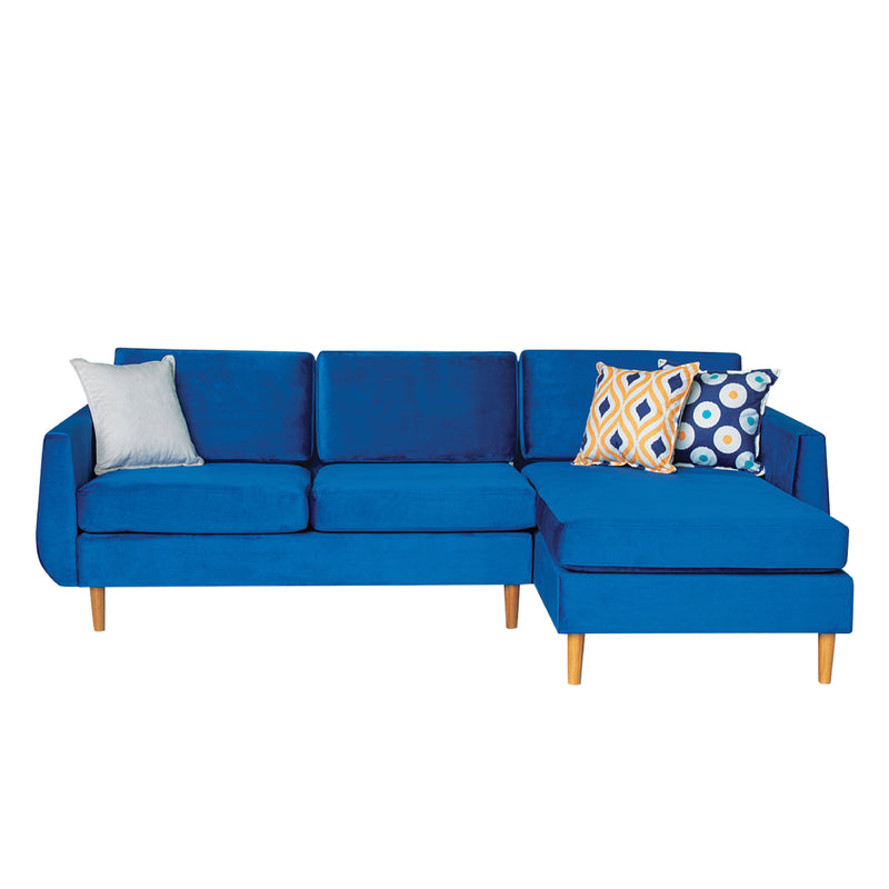 Torp 96 in. W 2 - Piece Soft Touch Microfiber Upholstery Reversible Sectional Sofa with Chaise in Blue - Gate FurnitureSectional