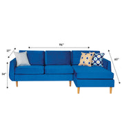 Torp 96 in. W 2 - Piece Soft Touch Microfiber Upholstery Reversible Sectional Sofa with Chaise in Blue - Gate FurnitureSectional