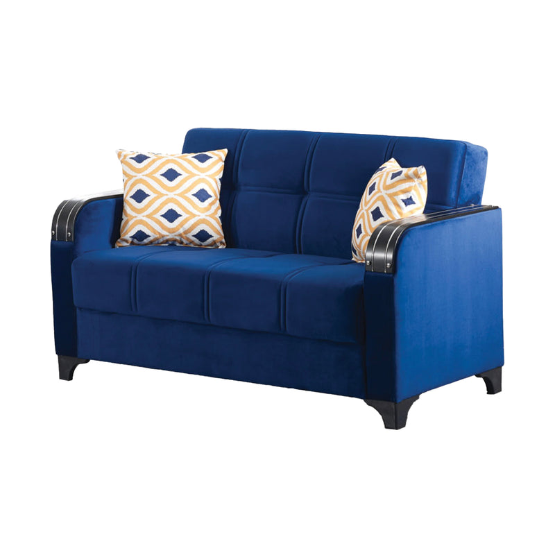 Trenton 61 in. Convertible Sleeper Loveseat in Blue with Storage - Gate FurnitureLoveseat