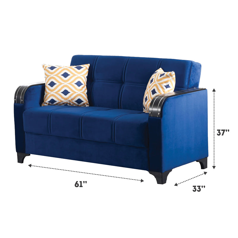 Trenton 61 in. Convertible Sleeper Loveseat in Blue with Storage - Gate FurnitureLoveseat