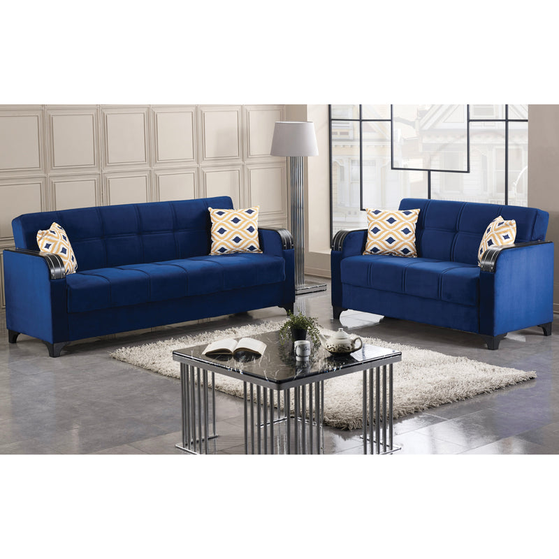 Trenton 85 in. Convertible Sleeper Sofa in Blue with Storage - Gate FurnitureSleeper Sofa