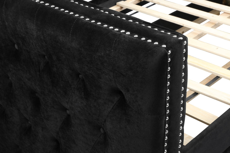 Trina Black Velvet Twin Daybed - Gate FurnitureDaybed