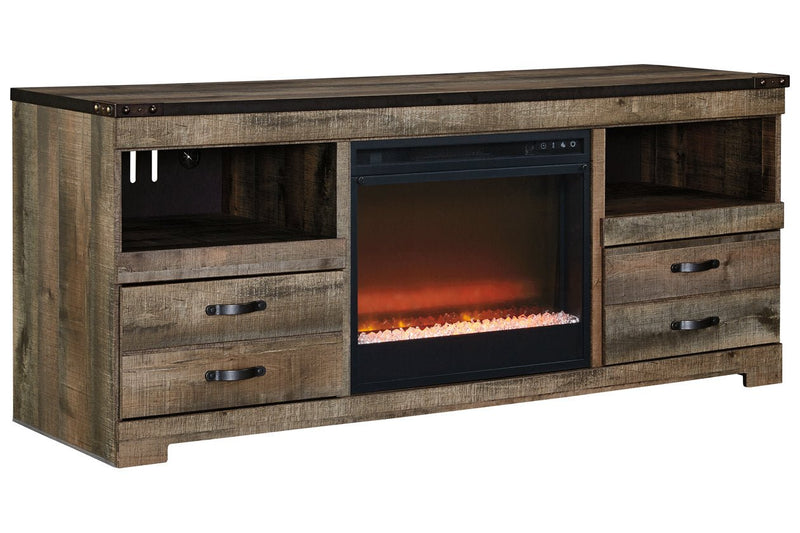 Trinell Brown 63" TV Stand with Electric Fireplace - Gate FurnitureTV Stand