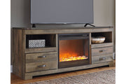 Trinell Brown 63" TV Stand with Electric Fireplace - Gate FurnitureTV Stand