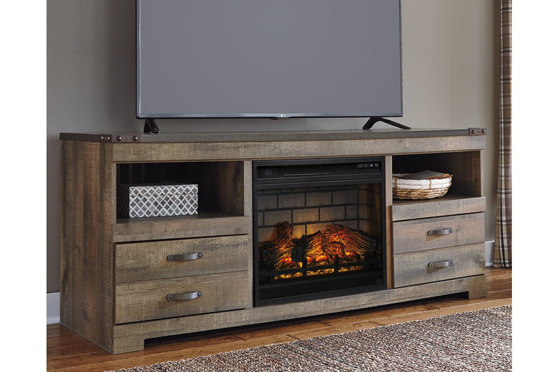 Trinell Brown 63" TV Stand with Electric Fireplace - Gate FurnitureTV Stand