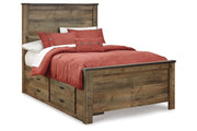 Trinell Brown Full Panel Bed with 2 Storage Drawers - Gate FurnitureFull Bed
