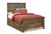 Trinell Brown Full Panel Bed with 2 Storage Drawers - Gate FurnitureFull Bed