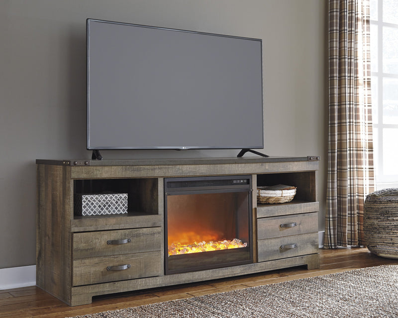 Trinell Brown Large TV Stand w/Fireplace Option - Gate FurnitureTV Stand