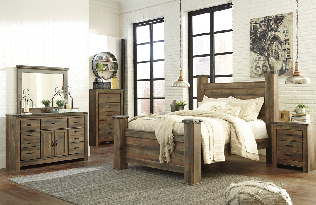Trinell Brown Poster Bedroom Set with Fireplace Option - Gate Furniture